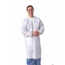 Medline Multilayer Lab Coat with Knit Cuffs and Collar, Disposable, White, Case of 30 (White, XL)