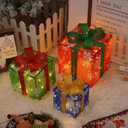 Christmas Light Up Gift Box Set (3 Pcs) - 8 Lighting Modes Battery Powered, Festive Holiday Decorations for Indoor Outdoor Tree, Yard, Home