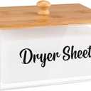 VOTLEVT Acrylic Dryer Sheet Holder with Bamboo Lid,Laundry Dryer Sheet Container and Dispenser for Laundry Room, Fabric Sheet Holder Laundry Organizer