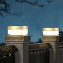 Solar Post Cap Lights,50 Lumem Brightness,2 Modes Warm White/Bright White Outdoor Fence Post Cap Light Garden Decor Lithium Battery Powered Lighting Fits for 4x4 5x5 Wooden Posts 4x4 5x5 Vinyl Posts