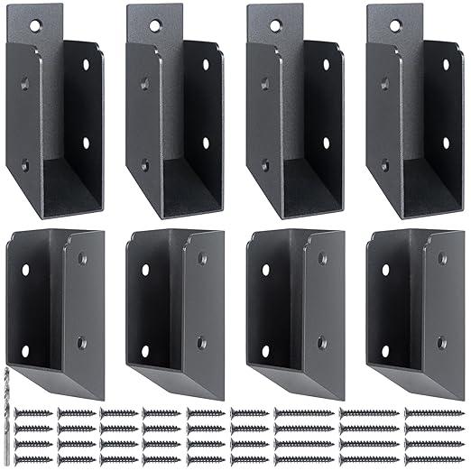 201 Stainless Steel 2" x 4" (1 " x 3 " Actual) Deck Railing 32.5Stair Connectors, for Deck Railing Stair Handrail Connection Installation Deck Railing Bracket (8 Pair-Black)