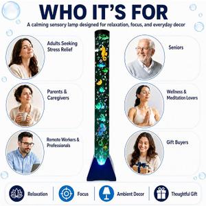 Sensory Bubble Tower Lamp with Wall Bracket: 4FT Color Changing LED Bubble Tube Light – Calming Sensory Lighting for Autism ADHD, Home Decor, Bedroom, Living Room, Meditation, Party Ambiance