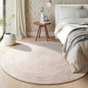 Asrug Imitation Jute Low Pile Round Rug Area Rug Washable Non-Slip Circle Rug Soft Plush Touch Circle Rugs Round for Kitchen Bathroom Living Bedroom Nursery, Carpet 6ft /72 inch/183 cm Khaki