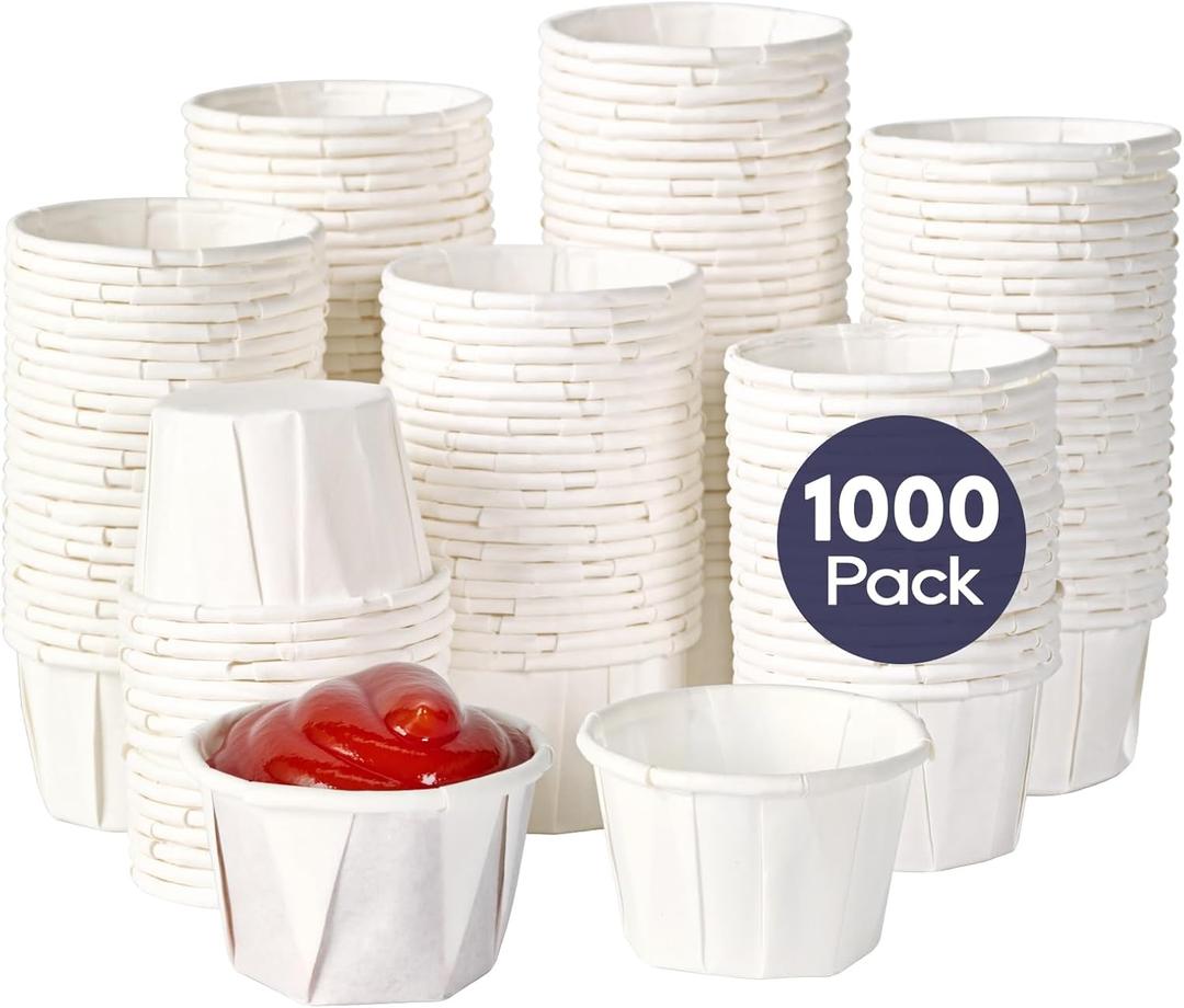 LITOPAK 1000 Pack 1 oz Paper Souffle Cup, Disposable Paper Medicine Cup for Tasting Pills, Food Dessert, and Condiments