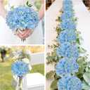 Hollyone 6 Pcs Blue Hydrangea Artificial Flowers Heads with Stems Silk Faux Hydrangea Blue Fake Flowers for Home Indoor Outdoor DIY Floral Wedding Flower Bouquets Kitchen Table Centerpiece Decor