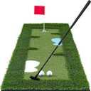 Putting Green Indoor for Golf Putting Practice – Indoor & Outdoor Golf Putting Mat with Adjustable Putter & 2 Golf Balls, Realistic Turf Golf Putting Mat for Home, Office & Training