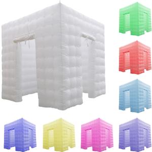 Inflatable Photo Booth Enclosure 2 Doors,with Led Light, Blower,for Advertising, Bars, Shopping Malls, Events, Trade Shows, Photo Booth Companies (White)