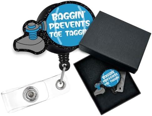 Cusrtyh,Baggin Prevents Toe Taggin,Funny Nurse Retractable Badge Reel with Alligator Clip, Gift for Paramedic Nurses Doctors Medical Work，Nurse Gift, Night Shift, Respiratory Badge Reel , Pack of 7