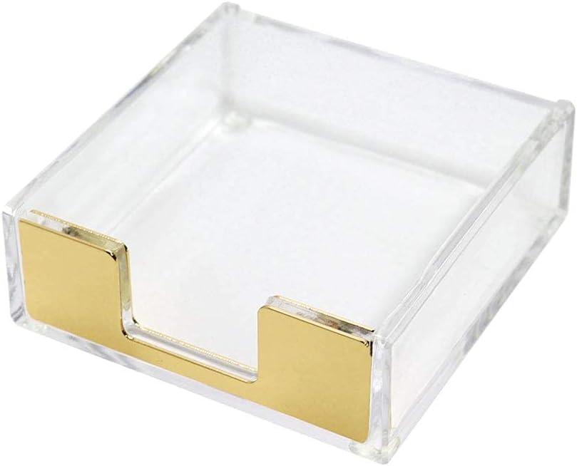 MultiBey Clear Gold Acrylic Sticky Note Pad Holder for Desk, Memo Holder Paper Dispenser, Desktop Accessories Organizer for Office School Home,(Gold)