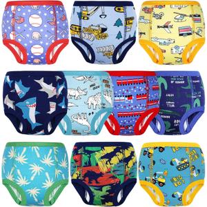 MooMoo Baby Cotton Training Underwear 10 Packs Absorbent Potty Training Pants for Girls and Boys 5T (Dina and Car)