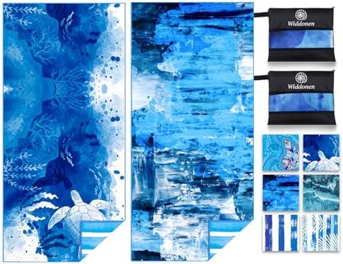 Widdonen Lightweight Thin Microfiber Beach Towel Sand Free Quick Dry Absorbent Compact Soft Pool Swim Travel Towels Extra Large Oversized Beach Accessories Packable Essentials Stuff Gifts for Adult