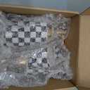 2 Pack Ceramic Soap Dispenser, 10oz Modern Checkerboard Hand Soap Dispenser Set for Bathroom Countertop, Kitchen Sink, Refillable Pump Bottle with Rust-Proof Gold Head (Black & White)