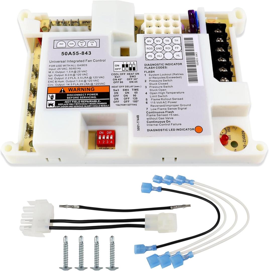 50A55-843 Furnace Control Board, Replace for White Rogers 50A55-843 Board, Replace 50A50-241/405, 50A55-288/486, 50A50/50A55 Series, Universal for Lennox Furnaces Board
