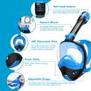 Full Face Snorkel Mask, Snorkeling Gear for Adults Kids with Latest Dry Top Breathing System and Detachable Camera Mount, with 180 Degree Panoramic View, Size: Large-X-Large