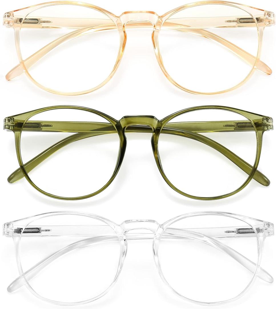 IBOANN Iconic Blue Light Glasses for Woman - Computer Glasses 99% Blue Light Blocking - Anti Eyestrain & UV Glare Protection (*B117 Tranparent&dark Green&orange)