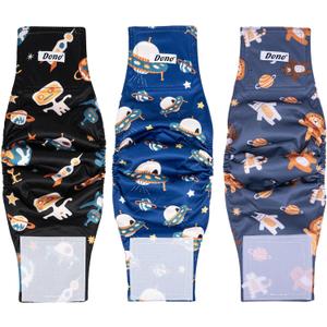 Dono Reusable Belly Bands for Male Dogs, 3 Pack Washable Dog Diapers Male, High Absorbency Male Dog Wraps, Leakproof Doggie Diaper for Puppy Doggy, Space Alien, Large