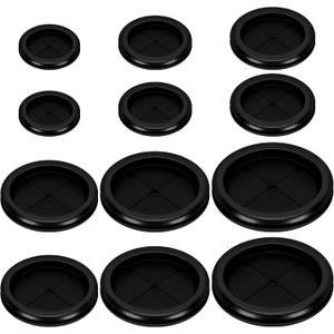 Swpeet 12Pcs 6 Sizes 2" 2-3/8" 2-3/4" 3-3/16" 3-19/32" 4" Double Sided Rubber Grommet Assortment Kit, Round Rubber Hole Plug Grommet Firewall Solid Closed Hole Plug Gasket for Auto Wire Cable