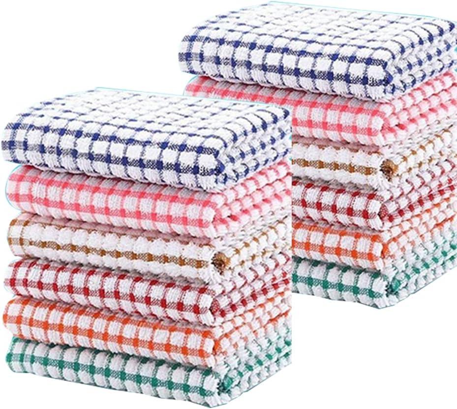 12 Pack Kitchen Dish Towels, Bulk Cotton Kitchen Hand Towels,11 Inch x 16Inch Dish Cloths for Dish Rags for Drying Dishes Clothes and Dish Towels