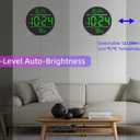 Digital Wall Clock with Large LED Display, Date, Temperature, Auto-Brightness | Small [PLUG-IN] Clock | Modern Electric Wall Clock for Bedroom, Classroom, Living Room, Home, Office, Farmhouse Green