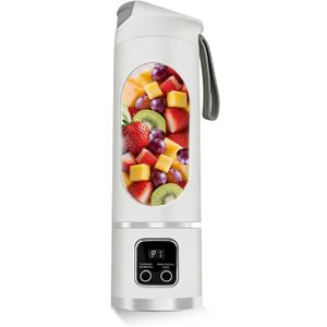 Portable Personal Electric Blender500ML Portable Shakes and Smoothies Blender12 Blades USB Rechargeable Small BlendersMixingCompactConvenient and Versatile(White)
