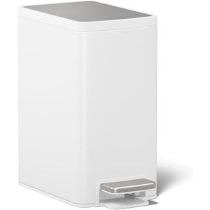 KOHLER 31319-STW 6 Liter (1.5 Gallon) Step Trash Can, Fingerprint Resistant, Quiet Close Lid, Stainless Steel + White