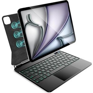 for iPad Air 13 inch case Keyboard M3 2025 & M2 2024,Magic Keyboard for iPad Pro 12.9 (6th,5th,4th,3rd Gen),Magnetic Attach,Multi-Gesture Trackpad,7-Color Backlit,Shortcut Keys,Black