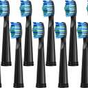 10 Pack Toothbrush Replacement Heads Compatible with Fairywill FW-D1/D3/D7/D8/507/508/551/917/959, Gloridea, Sboly, WOVIDA, YUNCHI Sonic Electric Toothbrushes - Black