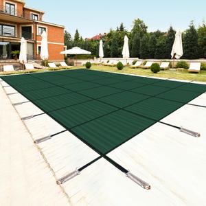 Pool Safety Cover for Inground Pools, Heavy-Duty Winter Pool Cover, Rectangle Mesh/Solid Swimming Pool Covers, Triple Stitched for High Strength & UV ProtectionGreen (Fits 20x40ft Pools)