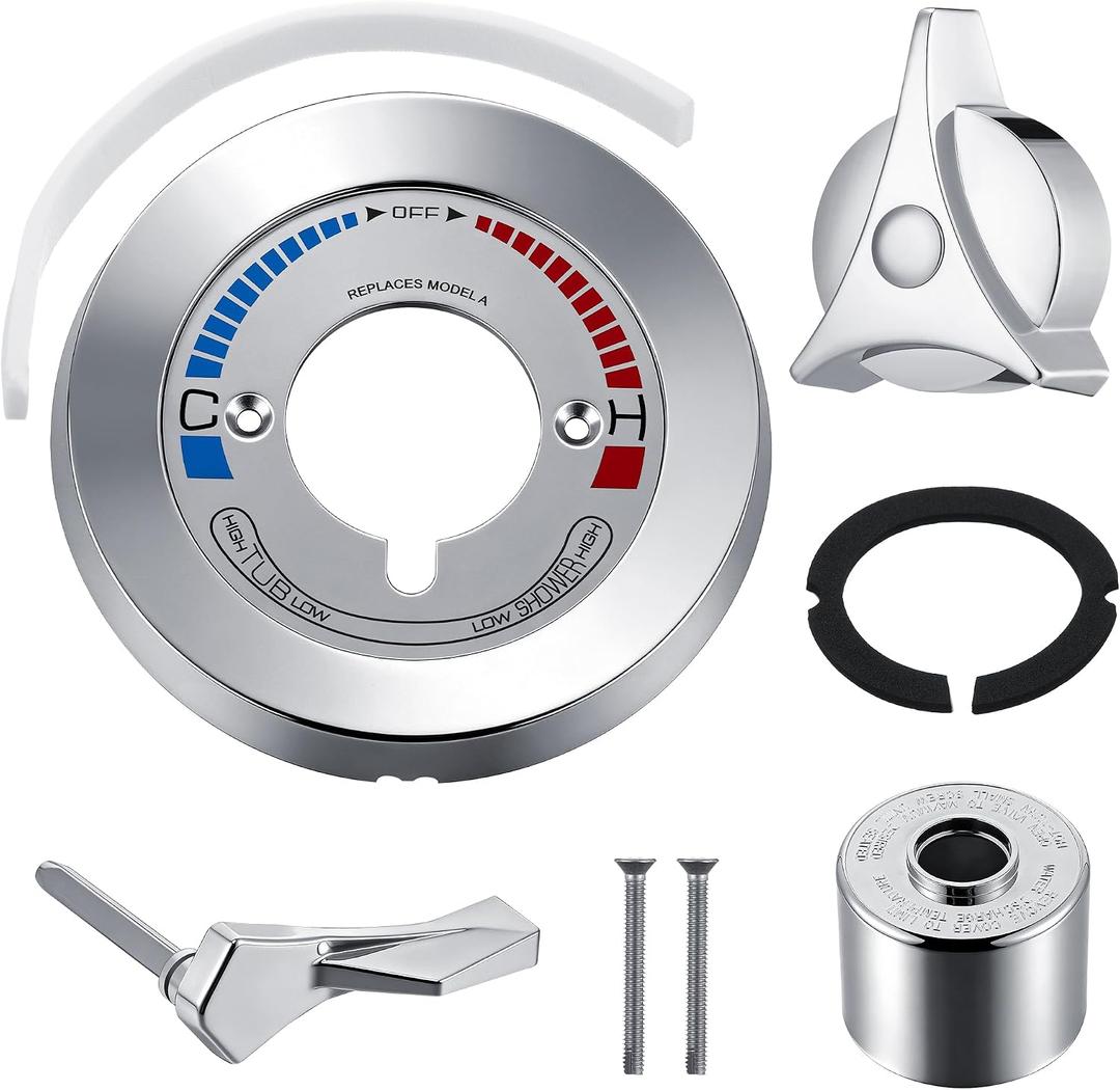 Retrofit Trim Kit, Compatible with Symmons/Temptrol Tub and Shower Faucets, Includes Escutcheon, Screws, Dome Cover, Diverter Handle and Tri-Star Handle, Polished Chrome(1 Pack)