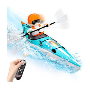 Kids RC Kayak Boat Toy,2.4 Ghz Remote Control Paddle Boat Toys,Toddler Water Racing Boat W/Light for Pools,Lake,Bathtub Summer Outdoor Water Toys Gift for Ages 6-12 Boys Girls