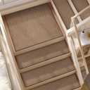 Deerly 15pcs Brown Stairs Treads and 1 Landing Carpet, Breathable Linen Stair Carpet Non Slip for Wooden Steps Peel and Stick Stairs Runner Indoor Self-Adhesive Treads Stair Covers 8"X30" and 30"X30"