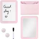 Pink Locker Accessories for Girls with Magnetic whiteboard, Locker Mirror and Pen Holder, Locker Decoration for School Locker, Locker Organizer for Work, Back to School Essentials