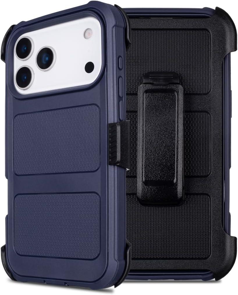 Shockproof for iPhone 17 Pro Case with Belt Clip,for iPhone 17 Pro Defender Case with Holster Kickstand,3 Layers of Sturdy, Anti-Drop, Protective Cases for iPhone17Pro(Blue)