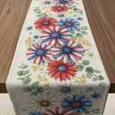 3 x 4th of July Decorations - Patriotic USA Stars Floral Table Runner | Fourth of July Accessories for Memorial Day - 250th Anniversary Decor Party Favors Supplies Indoor Outdoor Home