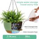 UOUZ 13 Inch 2 Pack Large Self Watering Hanging Planters for Indoor Outdoor Plants, Hanging Plant Pots with Removable 50 Oz Reservoir, Plastic Hanging Basket for Window Porch Garden, Green with Brown