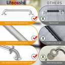 2 Pack 18 inch Shower Grab Bar with Knurled Anti-Slip Grip, ADA 500lbs Supporting, Grab Bar for Bathroom with Concealed Screws, Stainless Steel Chrome Polished Handicap Grab Bar for Gifts