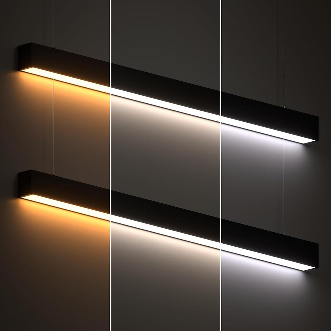 JTT 4FT LED Linear Light Fixture, 30W/40W/50W, 3000K/4000K/5000K CCT Selectable, Linkable Office Shop Light Fixture, ETL Listed Dimmable Architectural LED Suspension Office Lighting Fixture 2 Pack