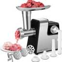 Electric Meat Grinder, 350W Heavy Duty Stainless Steel Food Grinder with Sausage Stuffer Tubes & Kubbe Kit, 3 Grinding Plates for Home Kitchen Use