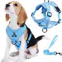 No Pull Dog Harness with Leash Set for Small Sized Dog, Reflective Adjustable No Choke Front Clip Cat Vest Harness with Breathable Mesh, Comfortable Soft Padded Pet Vest, Blue M (M (Neck 9.42-13.75'' Chest 9.42-15.72''))