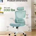 Marsail Ergonomic Office Chair: Office Desk Chair with High Back Mesh and Adjustable Lumbar Support Rolling Work Swivel Task Chairs with Wheel 3D Armrests and Headrest, 46.9" x 24.8" x 24.4"