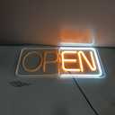 Open Signs for Business Ultra Bright LED Neon Open Signs 22 Inch Plug In Electric Light Up Open Sign with ON/OFF Switch for Business Storefront Window Glass Door Shop Florists Bar Salon Cafes Pubs (White/Yellow)