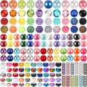 Huquary 270 Pcs Beads for Pens Rhinestone Bubblegum Beads Mixed Crystal Resin Sugar Chunky for Beadable Keychains DIY Craft Jewelry Making Supplies