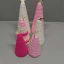 6 Pcs Boho Christmas Yarn Tree Natural Xmas Yarn Cone Pedestal Decoration Farmhouse Christmas Tree Rustic Wool Bottle Brush Table Centerpiece Decor(Pink)
