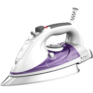 BLACK+DECKER IR1350S Professional Steam Iron with Stainless Steel Soleplate and ExtraLong Cord, Purple