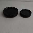 LIYH 24 Pcs Black Reusable Plastic Plates – Unbreakable Camper Dishes, Dishwasher Safe Dinner Plate Dessert Plates, Scalloped Design - Ideal for Parties, Picnics 12 Guests