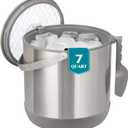 6.8L/7QT Insulated Ice Bucket with Lid & Scoop,Double-Wall Ice Bucket for Parties,Cocktail Bar(Grey) 