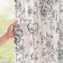 jinchan Linen Blend Curtain Floral Curtains for Living Room 90 Inch Length Black Printed Curtain Rod Pocket Back Tab Farmhouse Peony Flower Patterned Drapes Bedroom Window Curtains Set 2 Panels