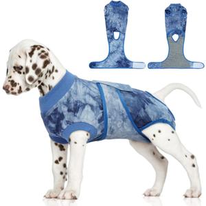 FUAMEY Recovery Suit for Dogs After Surgery,Soft Breathable Dog Bodysuit E-Collar & Cone Alternative Surgical Suit,Male Female Dog Neuter Spay Suits Anti Licking Wounds Onesie Blue Tie Dye S (S(back:11.4-13.4in,wt:7-15lbs))
