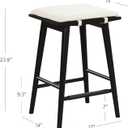 Nathan James Barker Counter Height Wood Barstool with Upholstered Cushion, Backless Island Stool for Kitchen, Black/White, Set of 1