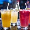 Glotoch Express 1000 PCS Individually Wrapped Plastic Straws, 7.75'' Long, 0.24'' Diameter Disposable Drinking Straws for Every Occasion, Party, Made in USA (White & Red Stripes)